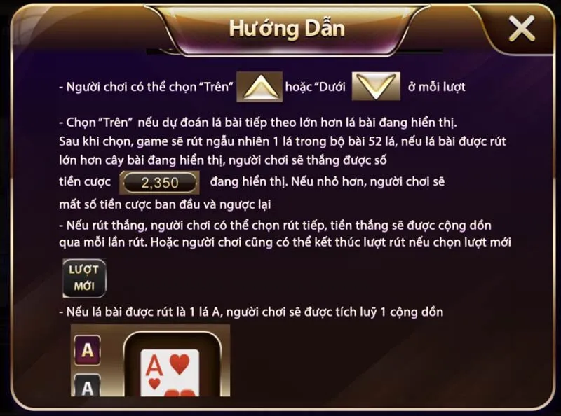 Luật chơi Mini game Cao Thấp