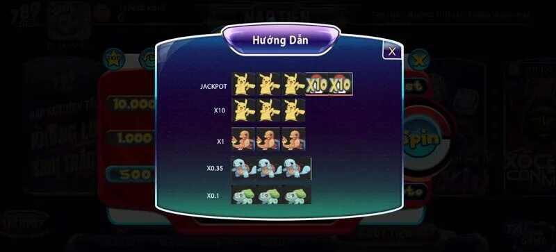 Các biểu tượng và quy tắc đổi thưởng trong game