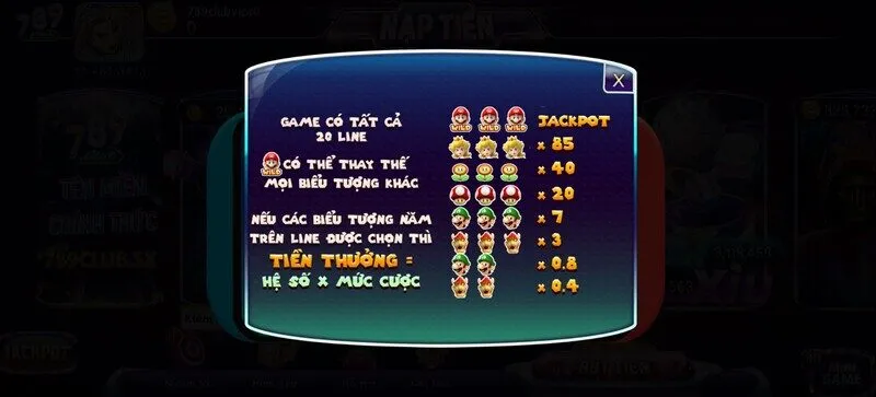 Hệ số đổi thưởng trong mini game Super Mario W88